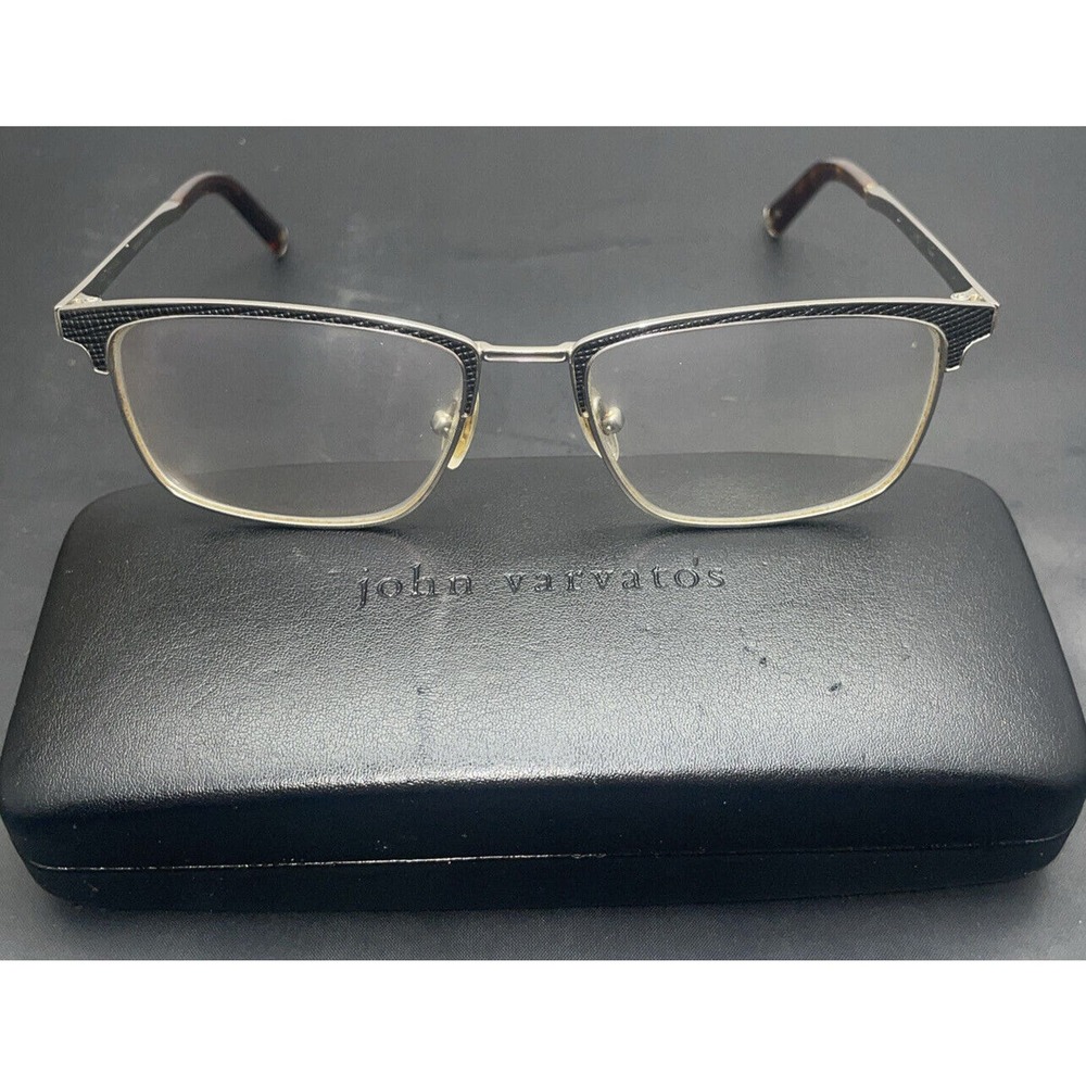 John Varvatos Classic V157 Gunmetal Leather Frame Eyeglasses 53-17-145 Fast Ship